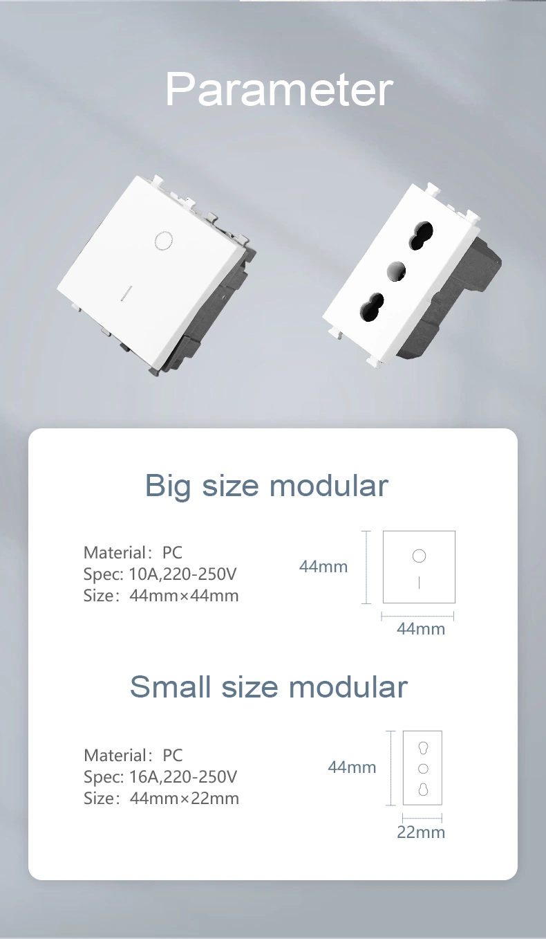 PC,Glass,Aluminum Material Italian standard 7 gang plastic plate with 7 way Modules electrical Wall switches for home